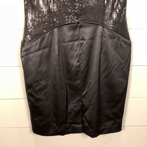 Vince Camuto little black holiday dress sequins black satin skirt size 10 - Picture 7 of 10